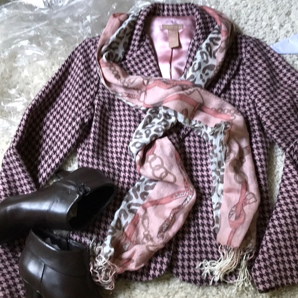 Pink and Brown Houndstooth Blazer - Picture 7 of 11